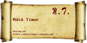 Máté Timur névjegykártya